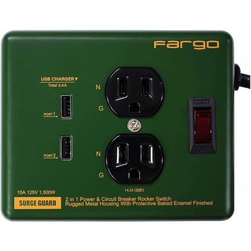 株 ファーゴ Fargo Fargo スチールタップ AC2個口 3.4A USB 2ポート オリー...