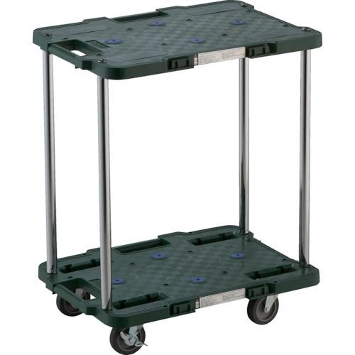 トラスコ中山 TRUSCO 樹脂製台車 ルートバン 2段式 370X500 4輪自在ストッパー付 緑...