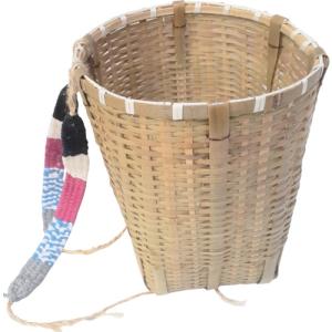竹製 背負い籠 丸小 直径24cm×高さ33cm 収穫かご 竹籠 渋Y H : 農業