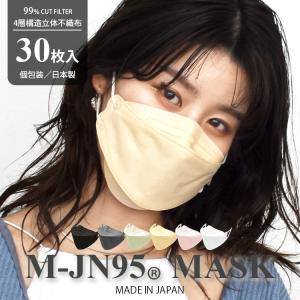 マスク 日本製 立体マスク 不織布 個包装 使い捨て 4層構造 M-JN95 3D立体 カラーマスク 30枚