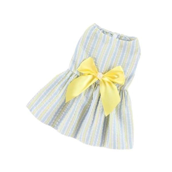 【Rainbow Nexus】選べるカラーとサイズ 犬用ワンピース  (ボーダーイエロー, M)