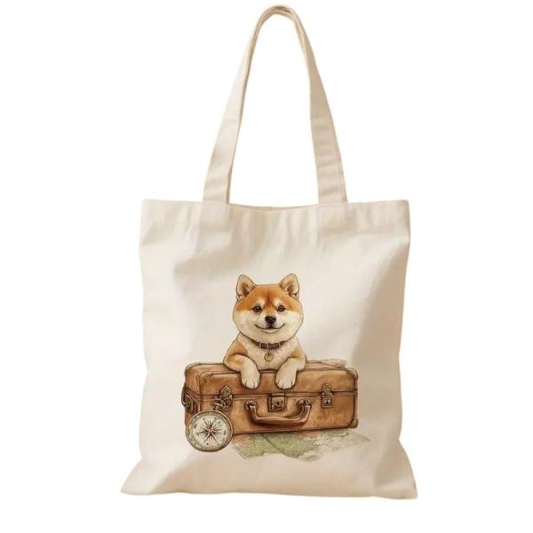 [Rainbow Nexus] 柴犬 トートバッグ エコバッグ キャンバス 大容量 おしゃれ 犬好き...