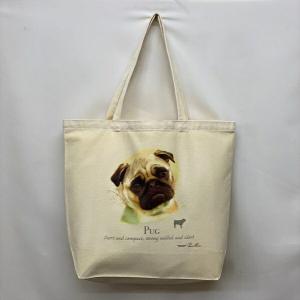 パグ トートバッグ エコバッグ マイバッグかわいい おしゃれ レディース メンズ 男女兼用 a4 大きめ キャンバス ドッグ 犬 犬柄 いぬ 犬プリント 犬グッズ｜犬と動物 トラストワンポイント