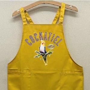 オカメインコ カラー エプロン（No.1）鳥 トリ バード バッククロス X型 たすき掛け おしゃれ かわいい 保育士 ワークエプロン 料理教室 動物 オーナーグッズ｜犬と動物 トラストワンポイント