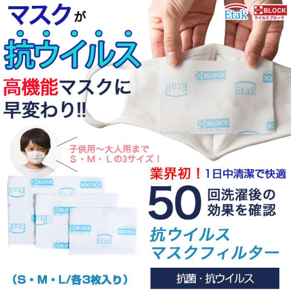 【日本製】マスク専用サイズ(S/M/L) 抗ウイルス マスク用フィルター