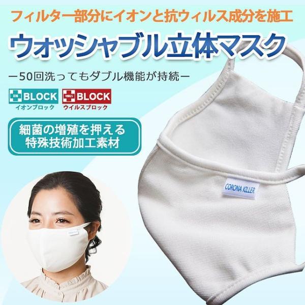 マスク 洗える 50回洗濯可能 立体 抗ウイルス 抗菌 防臭 唯一のイオン吸着技術 不織布マスク に...