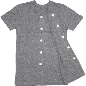 介護肌着 男性 用 前開き ワンタッチテープ 綿100% 抗菌消臭加工[半袖/8分丈]