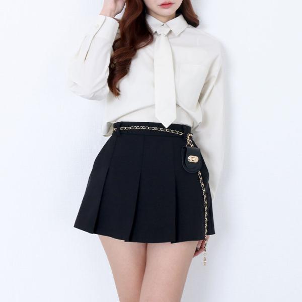 プリーツ スカート 35cm丈 ミニ リブニット 韓国 ファッション レディース