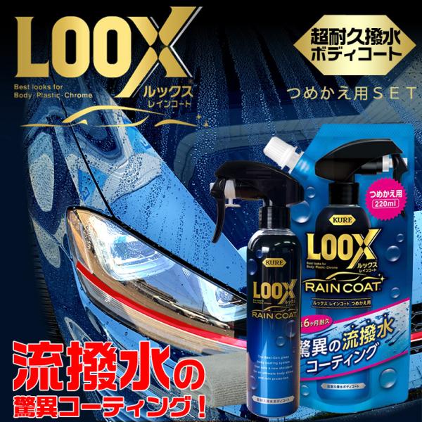 超耐久撥水ボディコート ルックスレインコート 240ml+LOOXレインコート詰め替え220ml セ...