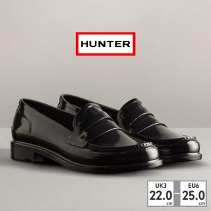 ハンター レインシューズ レディース リファインド グロス ペニー ローファー WFF1095RGL BLK HUNTER REFINED GLOSS PENNY LOAFER 完全防水 ハンドクラフト｜try-group