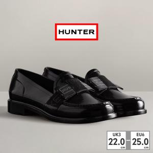 HUNTER レインシューズ レディース リファインド ボウ グロス ペニー ローファー WFF1096RGL BLK ハンター REFINED｜try-group