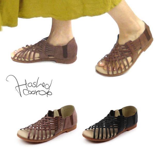 サンダル レディース クレープソール メッシュワラチサンダル 送料無料 2E Hashed Coor...