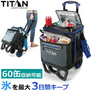 クーラーボックス 最強 TITAN ROLLING COOLER クーラーバッグ キャリーカート付 氷最大3日間キープ 折りたたみ式 60缶収納可能 タイタン 保冷バッグ