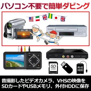 ビデオカメラ VHS ダビング SD HDDに保存可能 ダビングデッキ ビデオキャプチャー TADREC-S  3.5液晶搭載 ダイレクト録画  miniDV ミニDV 8mm