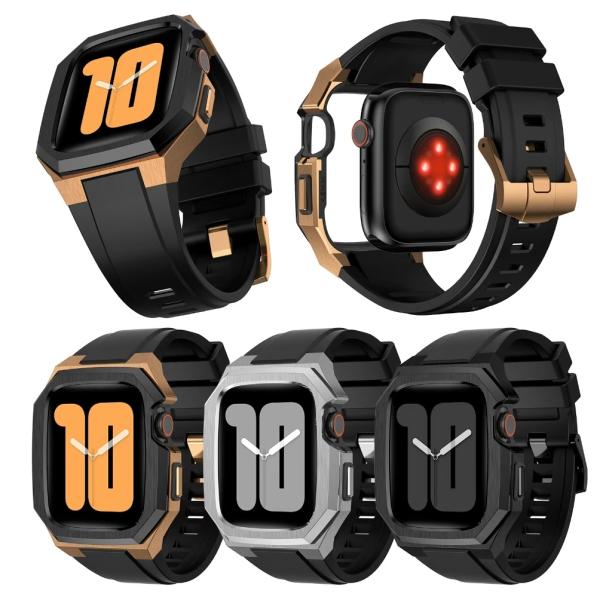 Apple Watch バンド ケース 一体型 コンパチブル 高級 ラバー ベルト アップルウォッチ...