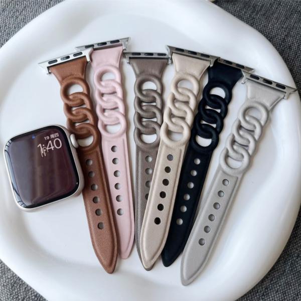 Apple Watch バンド コンパチブル 3連 リング フェイクレザー アップルウォッチ ser...