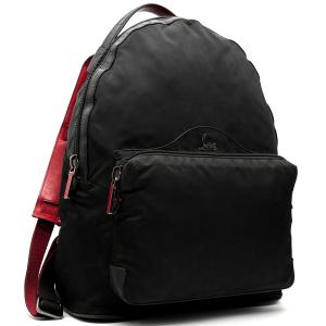 クリスチャンルブタン Christian Louboutin バックパック リュックサック ナイロン レザー スタッズ スパイク ロゴ金具 ブラック 黒 レッド 赤 A4