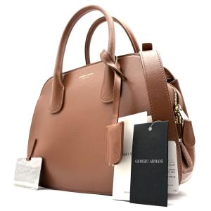 GIORGIO ARMANI ジョルジオアルマーニ ラ プリマ ボストンバッグ パルメラートレザー 2WAY ハンドバッグ ショルダーバッグ ブラウン レディース
