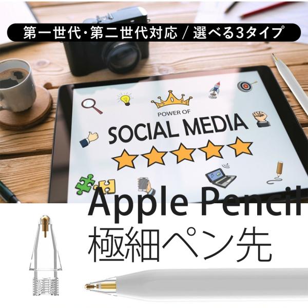 アップルペンシル 金属 極細 第2世代 第一世代 チップ キャップ 交換用ペン先 芯 iPad Pr...