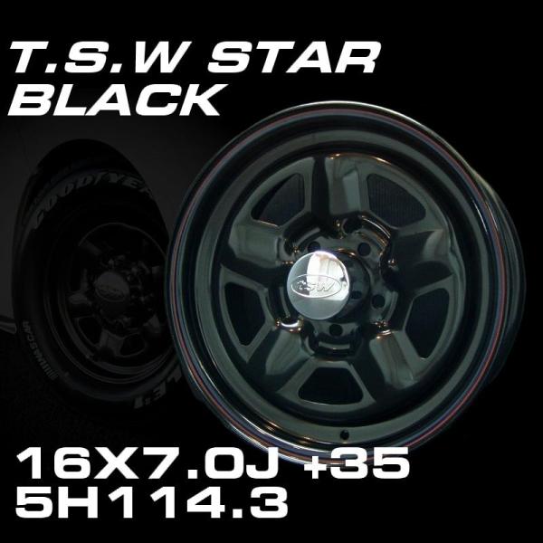 TSW STAR ブラック 16X7J+35 5穴114.3 ホイール4本セット　＜100系ハイエー...