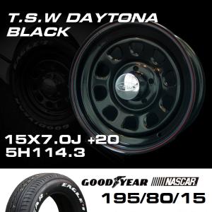 TSW DAYTONA ブラック 15X7J+20 5穴114.3 ホイール4本セット （100系