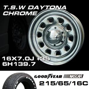 TSW DAYTONA クローム 15X7J+35 6穴139.7 ナスカー 195/80R15 ホイール