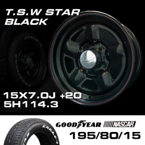 TSW STAR ブラック 15X7J+20 5穴 114.3 ホイール4本セット （100系