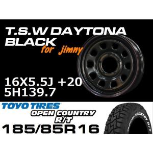 新型 ジムニー ホイール TSW デイトナブラック 16X5.5J+20 TOYO OPEN COUNTRY R/T 185/85R16 タイヤセット　JB64 JB23などに｜tscoltd2007s