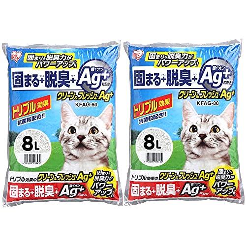 アイリスオーヤマ 猫砂 クリーン&amp;フレッシュ Ag+ 8L×2袋 (まとめ買い)