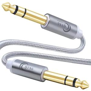 6.35mm ギタ ケーブル 1m, QING CAOQING プロフェッショナルナイロン編組プラグ6.35mm楽器用ケーブル【オス（M)