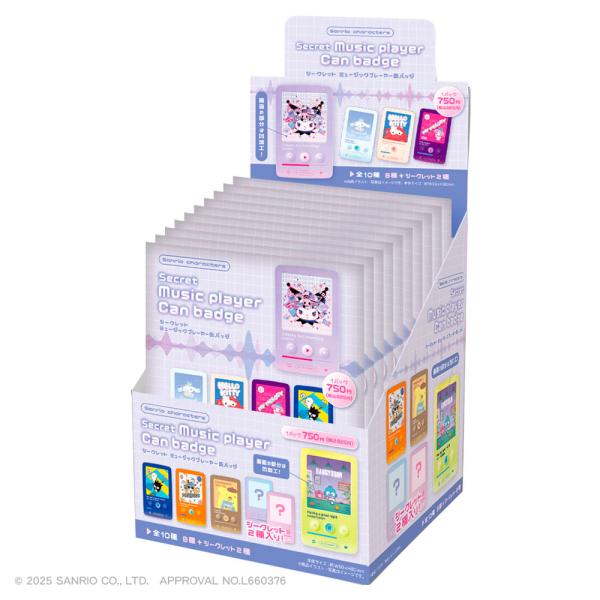 〈BOX〉サンリオキャラクターズ　シークレットミュージックプレイヤー缶バッジ　ティーズファクトリー