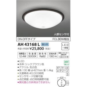 コイズミ照明 照明器具 LED小型シーリングライト 内玄関向け 人感センサー付 FCL30W相当 昼白色 非調光 AH43168L