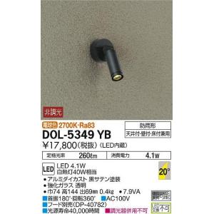 DOL-5349YB LEDアウトドアライト コンパクトスポットライト LED交換不可 φ38 天井付 壁付 床付兼用 防雨形 電球色 非調光 白熱灯40W相当 大光電機 照明器具