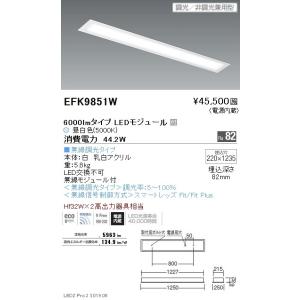 EFK9851W LEDZ FLAT BASE ベースライト 40Wタイプ 埋込形 W220 フラット乳白パネル Hf32W×2高出力器具相当 6000lmタイプ 無線調光対応 昼白色 遠藤照明｜tss