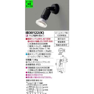 ◆IB30122(K) (推奨ランプセット) アウトドアライト LEDビーム球スポットライト 電球色...