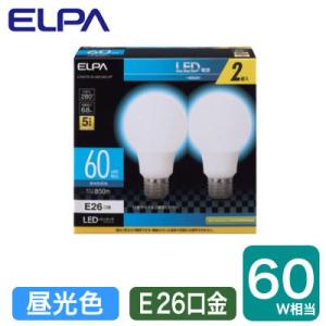LDA7D-G-G5103-2P LED電球 A形広配光 6.8W 昼光色相当 E26口金 60W形相当 2個入り ELPA 朝日電器 ランプ｜tss