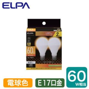 LDA7L-G-E17-G4106-2P LED電球 ミニクリプトンタイプ 6.5W 電球色相当 E17口金 60W形相当 2個入り ELPA 朝日電器 ランプ