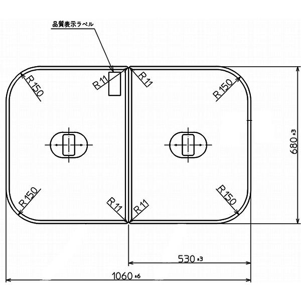TOTO 浴室関連器具 ふろふた 風呂ふた 風呂フタ フロフタ 洗い場付き浴槽 2枚 1060×68...