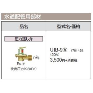 コロナ 石油給湯機器 給水・給湯配管部材 圧力逃が弁 UIB-9(A)