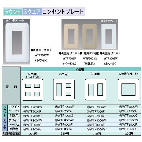 WTF8005W コンセントプレート スクエア 5コ用 Panasonic 電設資材 コスモシリーズ...