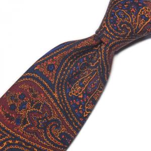 Merola（メローラ） ネクタイ ネイビー・グリーンの小紋 50オンス