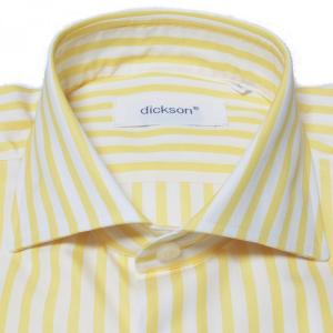 ドレスシャツ メンズ dickson 白xオレンジのヘアラインストライプ 長袖