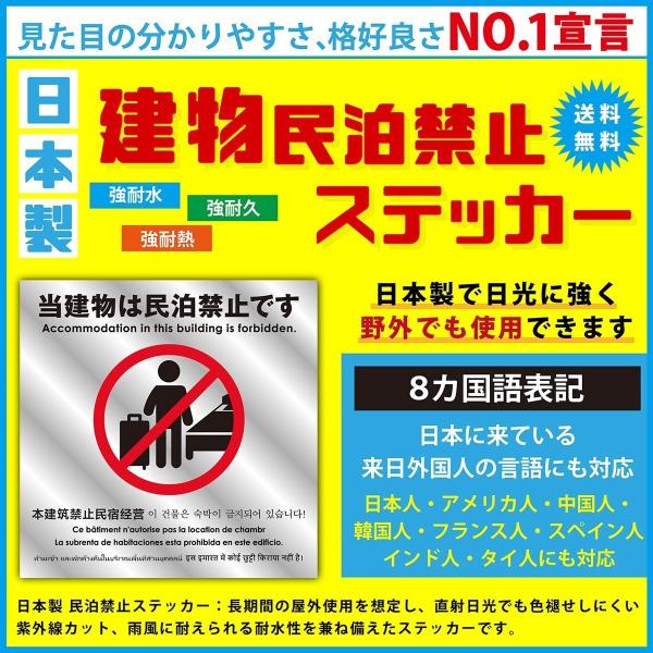 50枚セット ８カ国表記 当建物は民泊禁止ステッカー マンション以外の一軒家 アパート コーポ用　在...