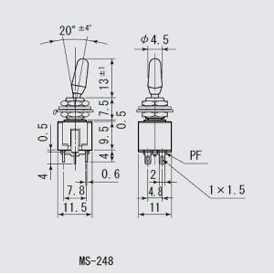 トグルスイッチ 6P 黒 ON-ON ミヤマ電...の詳細画像2
