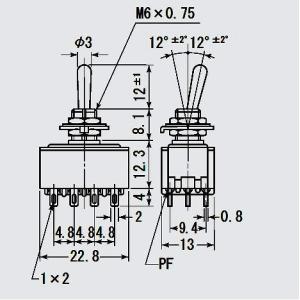 トグルスイッチ 12P ON-ON ミヤマ電器...の詳細画像2