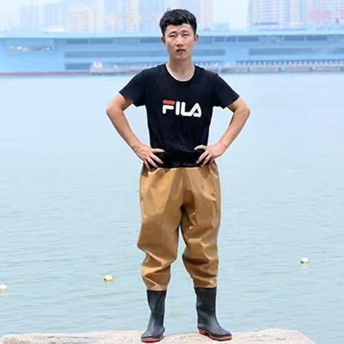 釣り用長靴 胴長靴 ハイウエスト 完全防水 長靴付き 防水パンツ メンズ 男性用 胴付長靴・胴長/釣...