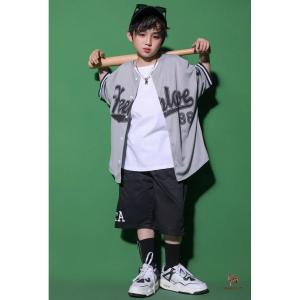 ベースボールシャツ風キッズダンス衣装グレー×黒...の詳細画像5