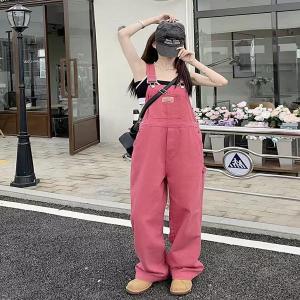 デニムサロペット レディース オールインワン オーバーオール ピンク ワイドパンツ 長ズボン ガウチョパンツ 可愛い 春 夏 秋 冬きれいめ おしゃれ