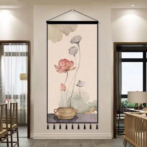 タペストリー 自然風景 蓮の花 植物 モダンアート 壁掛け 縦長 おしゃれ 癒される インテリア 布ポスター 床の間にも リビング寝室に雰囲気UP