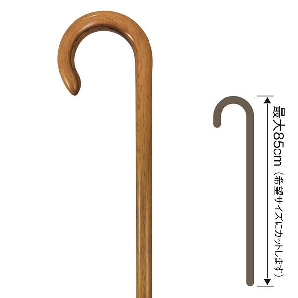 縞オーク小曲ステッキ No.22（木製杖／最長85cm／日本製）：ポイント10倍